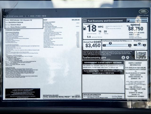 2026 Land Rover Defender 130 X-Dynamic SE