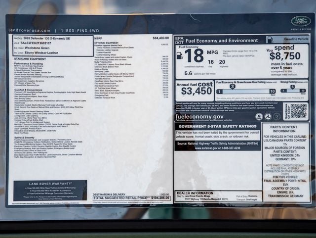 2026 Land Rover Defender 130 X-Dynamic SE