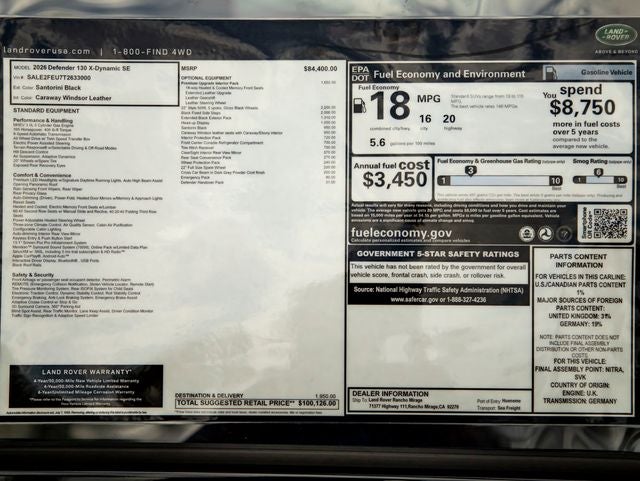 2026 Land Rover Defender 130 X-Dynamic SE