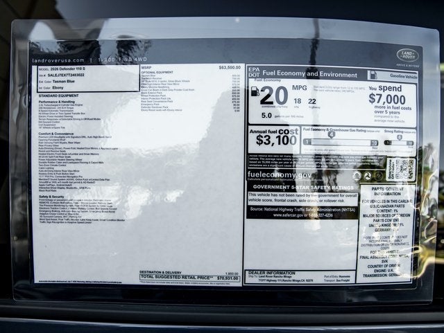 2026 Land Rover Defender 110 S