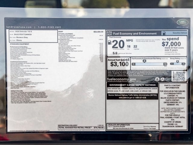 2026 Land Rover Defender 110 S