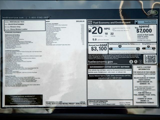 2026 Land Rover Defender 110 X