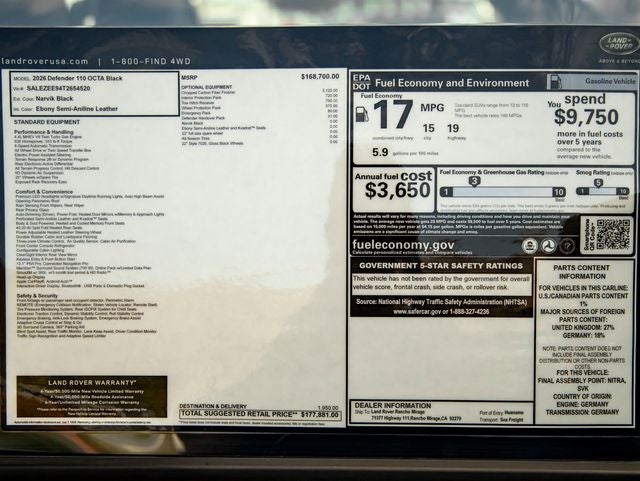 2026 Land Rover Defender 110 OCTA Black