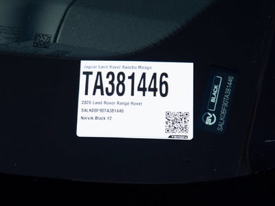 2026 Land Rover Range Rover SV Black LWB