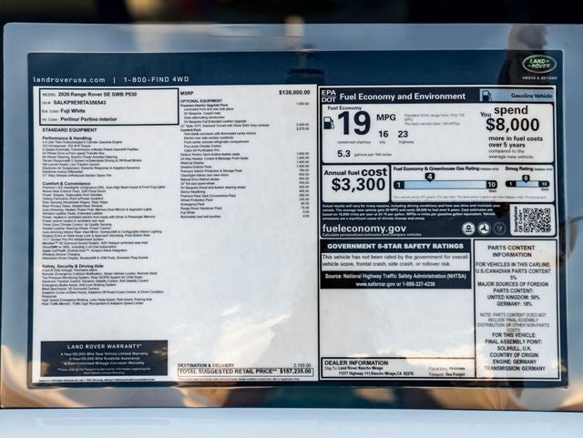 2026 Land Rover Range Rover SE SWB P530