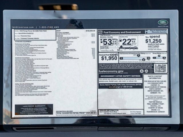 2026 Land Rover Range Rover PHEV SE