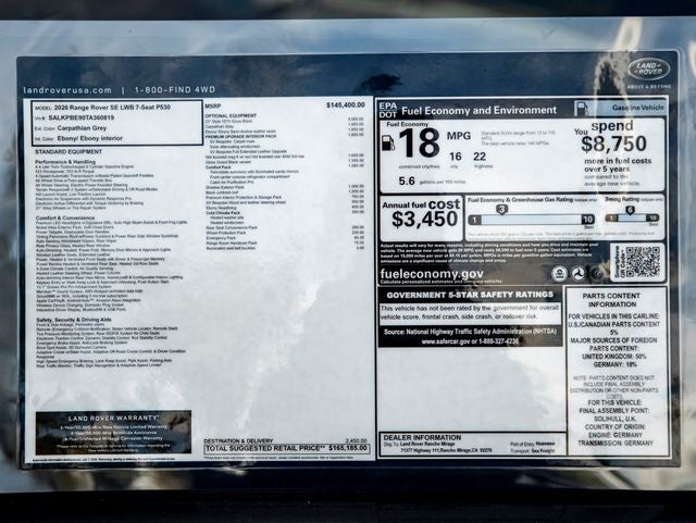 2026 Land Rover Range Rover SE LWB