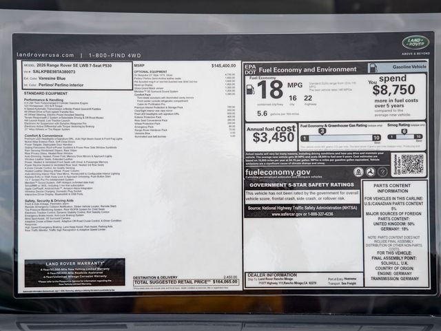 2026 Land Rover Range Rover SE LWB