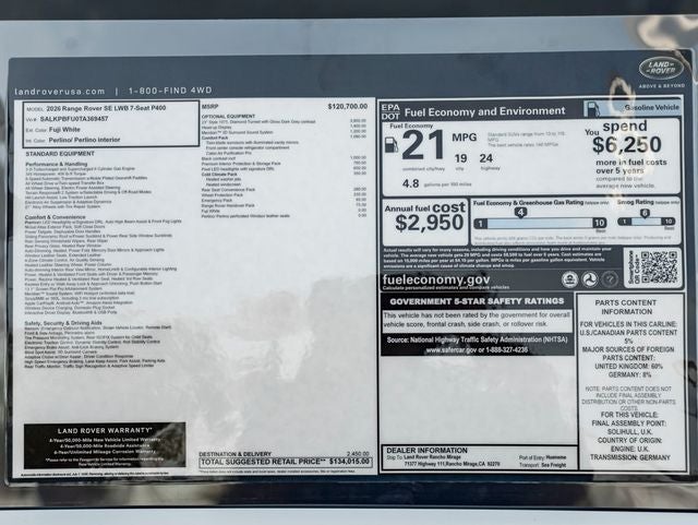 2026 Land Rover Range Rover SE LWB