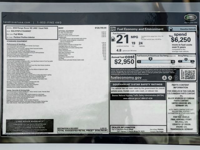2026 Land Rover Range Rover SE LWB