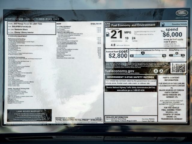 2027 Land Rover Range Rover SE LWB