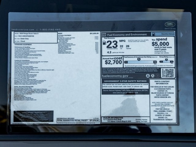 2026 Land Rover Range Rover Velar S