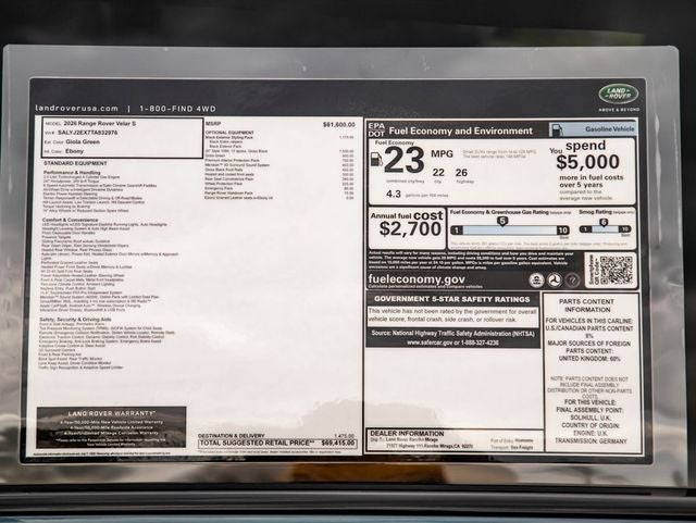 2026 Land Rover Range Rover Velar S
