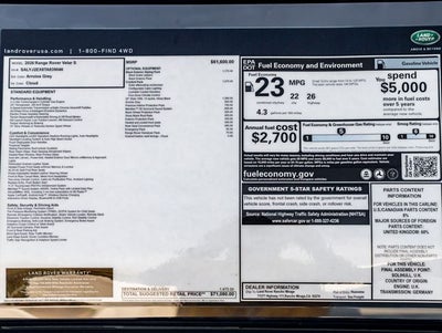2026 Land Rover Range Rover Velar S