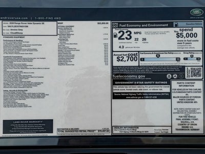 2026 Land Rover Range Rover Velar Dynamic SE