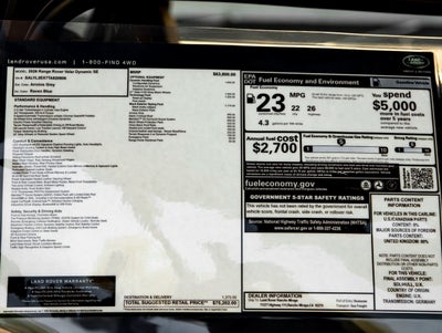 2026 Land Rover Range Rover Velar Dynamic SE