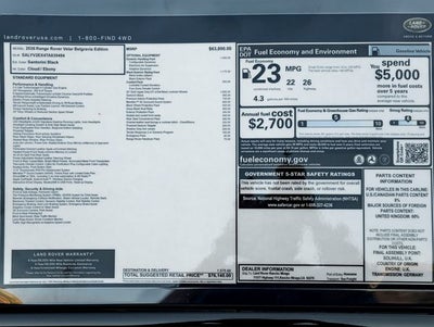 2026 Land Rover Range Rover Velar P250 Base