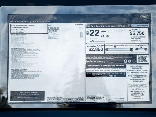 2026 Land Rover Range Rover Evoque S