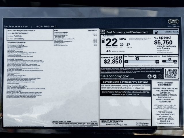 2026 Land Rover Range Rover Evoque S