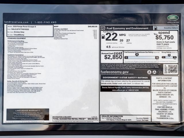 2026 Land Rover Range Rover Evoque S
