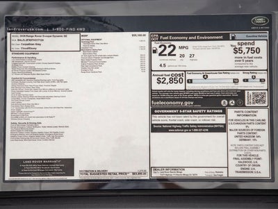 2026 Land Rover Range Rover Evoque Dynamic SE