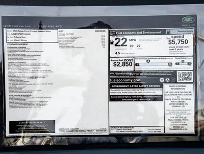 2026 Land Rover Range Rover Evoque Hoxton Edition