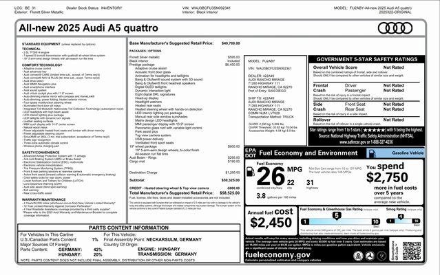 2025 Audi A5 Prestige quattro