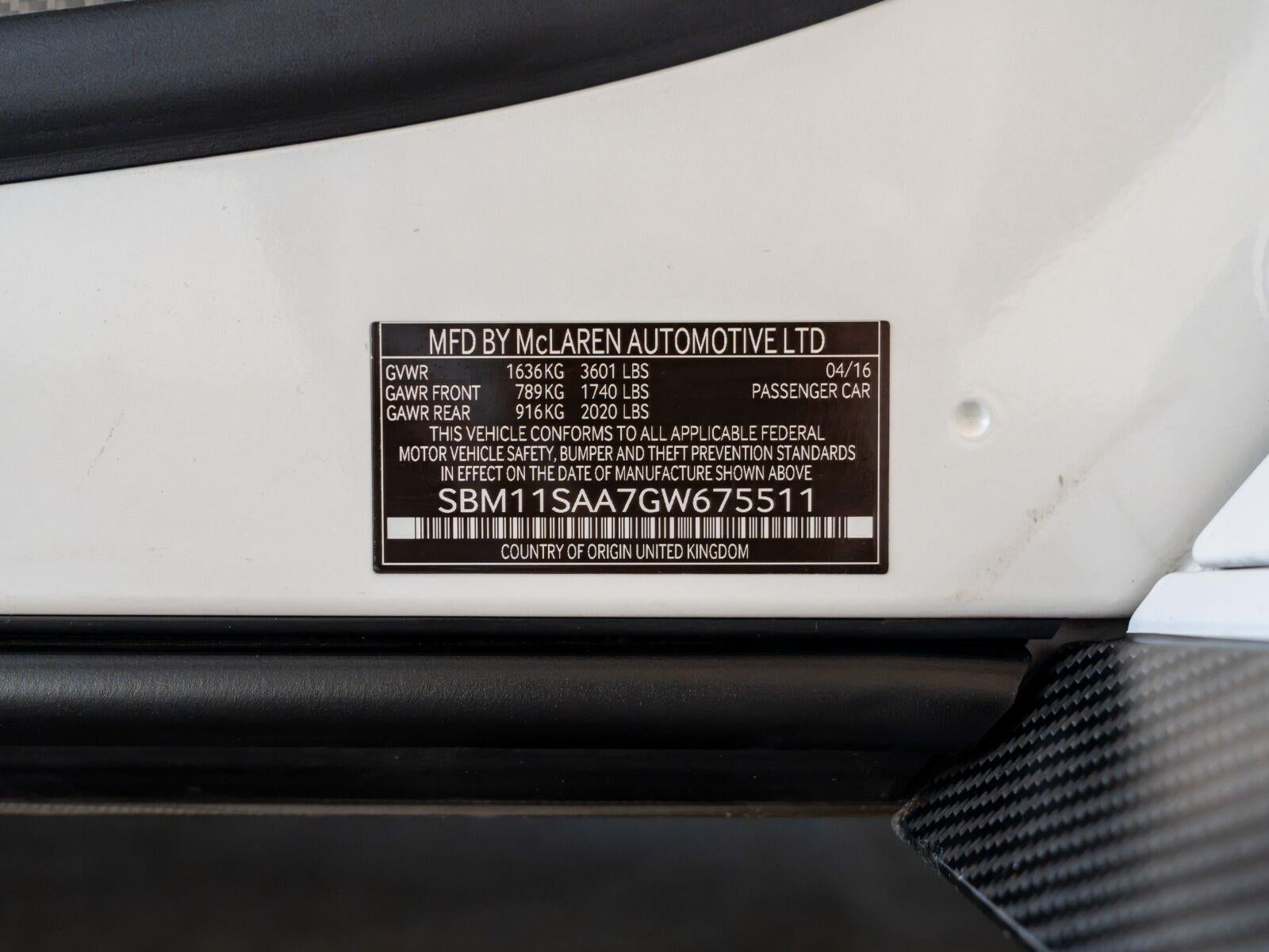 2016 McLaren 675Lt 2dr Conv Spider