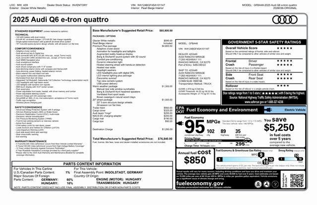 2025 Audi Q6 e-tron Premium Plus quattro