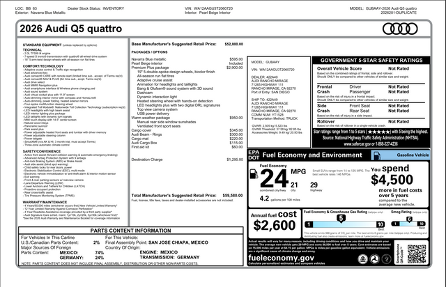 2026 Audi Q5 2.0T Premium Plus quattro