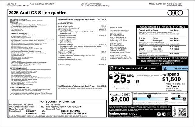 2026 Audi Q3 S line quattro
