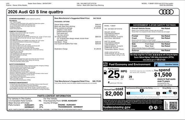 2026 Audi Q3 S line quattro