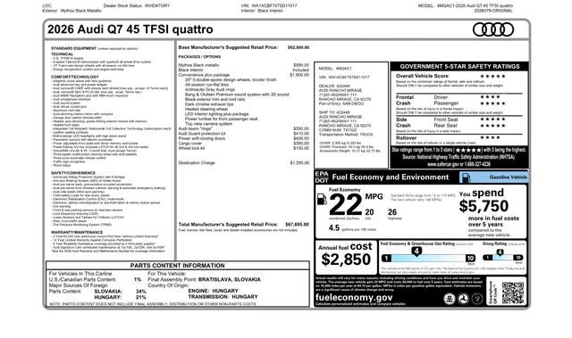 2026 Audi Q7 45 Premium quattro