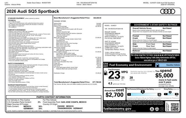 2026 Audi SQ5 Sportback Premium Plus quattro