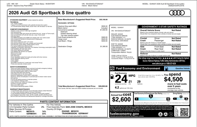 2026 Audi Q5 Sportback S Line quattro