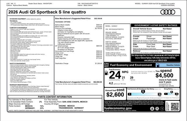 2026 Audi Q5 Sportback S Line Premium Plus quattro