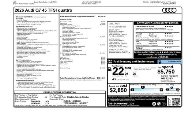 2026 Audi Q7 45 Premium Plus quattro