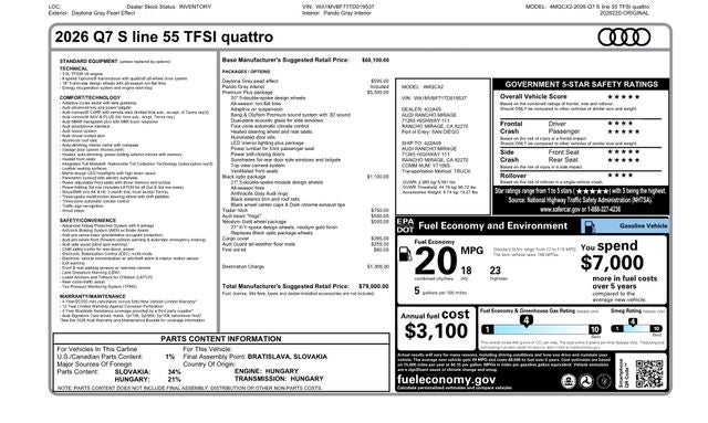 2026 Audi Q7 55 Premium S Line quattro