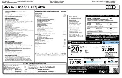 2026 Audi Q7 55 Premium S Line quattro