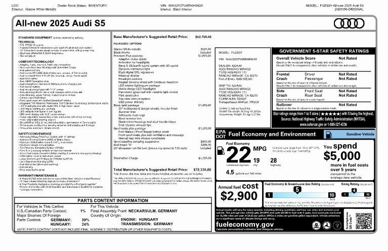 2025 Audi S5 3.0T Premium Plus quattro