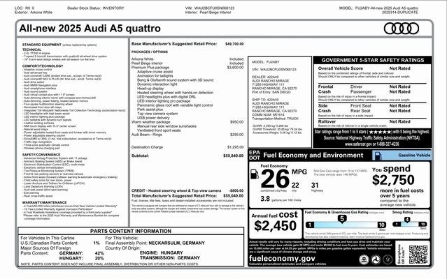 2025 Audi A5 2.0T Premium quattro