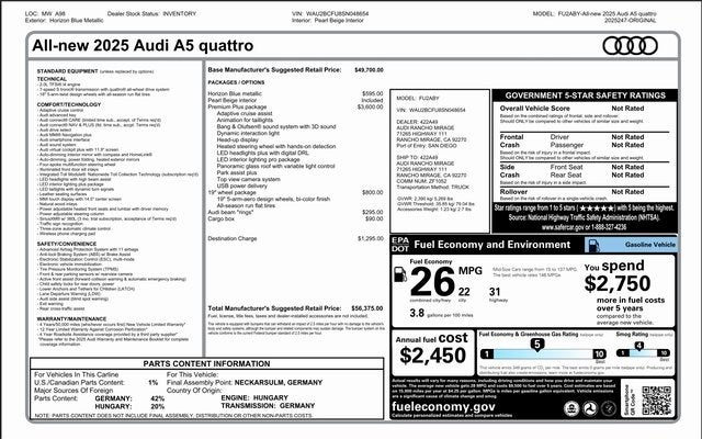 2025 Audi A5 Premium Plus