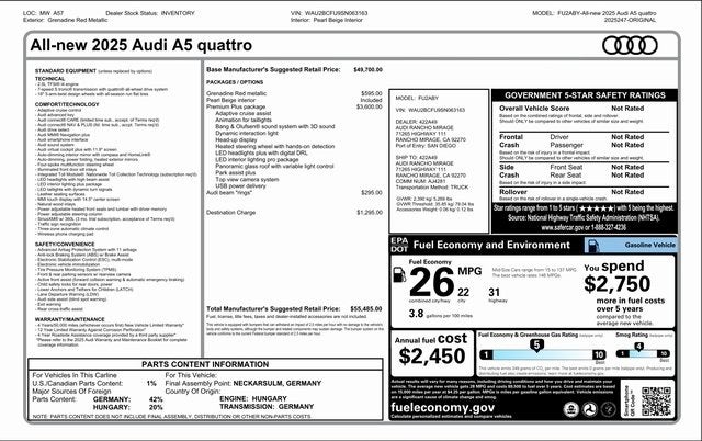 2025 Audi A5 Premium Plus quattro
