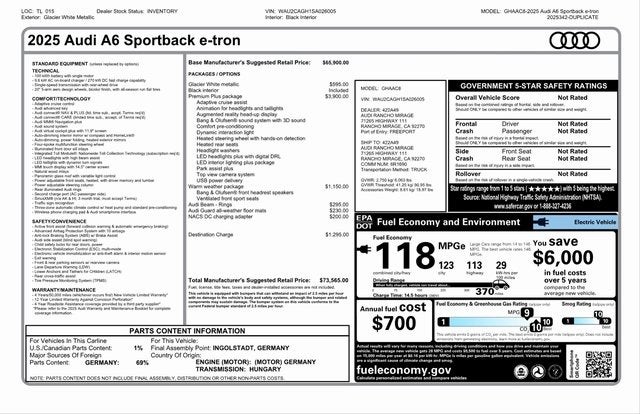 2025 Audi A6 Sportback e-tron Premium Plus