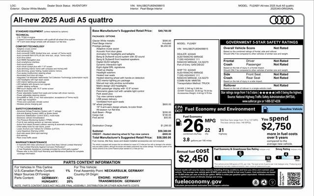 2025 Audi A5 Prestige quattro