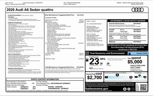 2026 Audi A6 Premium Plus quattro