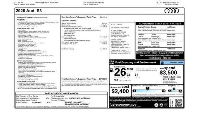 2026 Audi S3 2.0T quattro