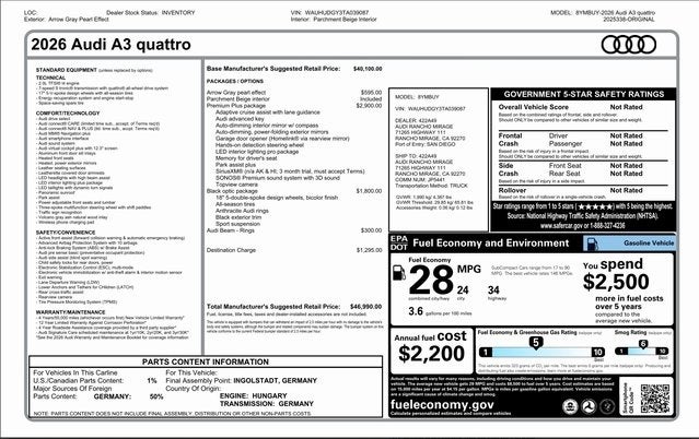 2026 Audi A3 Premium quattro