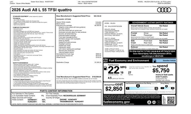 2026 Audi A8 L 55 quattro