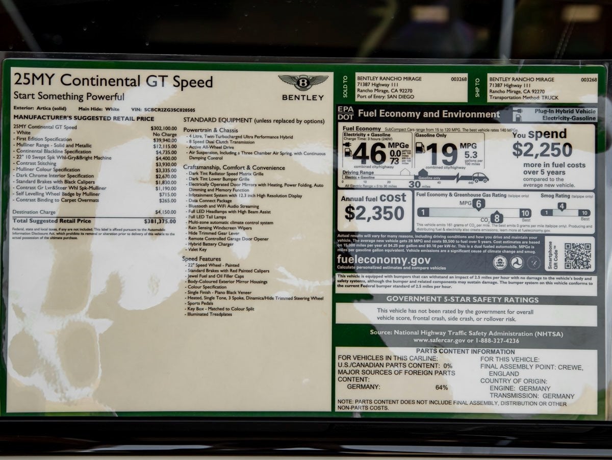 2025 Bentley Continental GT Speed